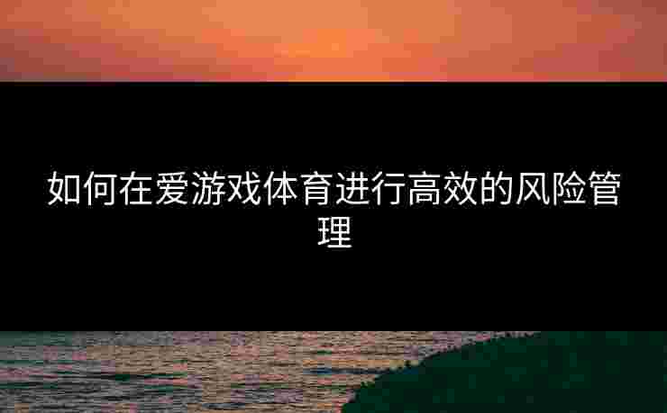 如何在爱游戏体育进行高效的风险管理