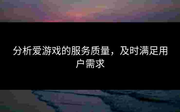 分析爱游戏的服务质量,及时满足用户需求 分析爱游戏的服务质量,及时满足用户需求