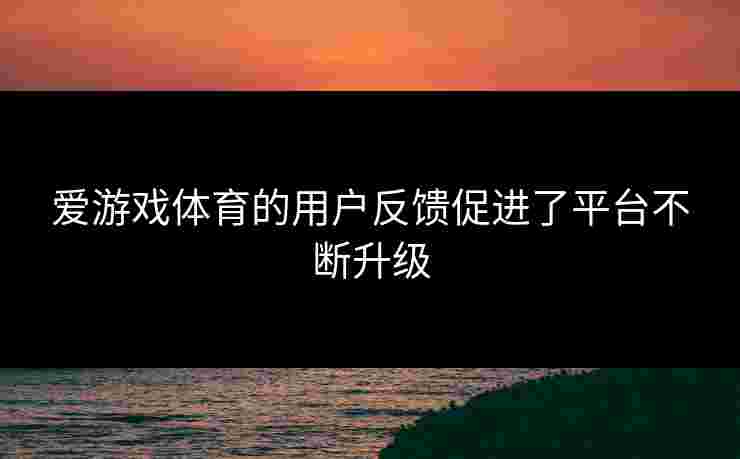 爱游戏体育的用户反馈促进了平台不断升级