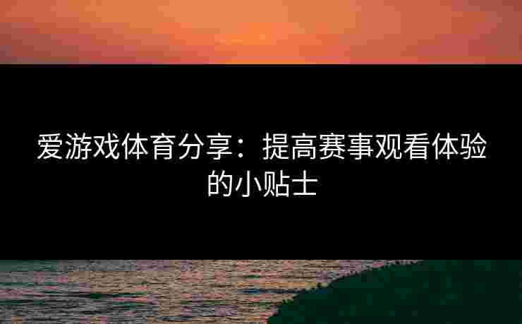 爱游戏体育分享：提高赛事观看体验的小贴士