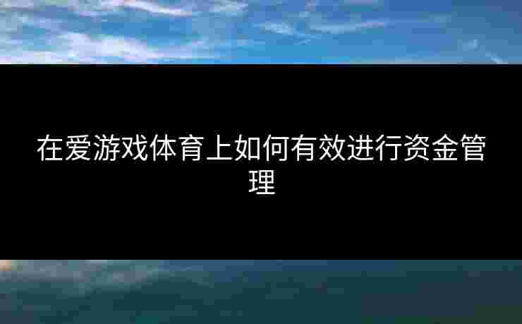 在爱游戏体育上如何有效进行资金管理